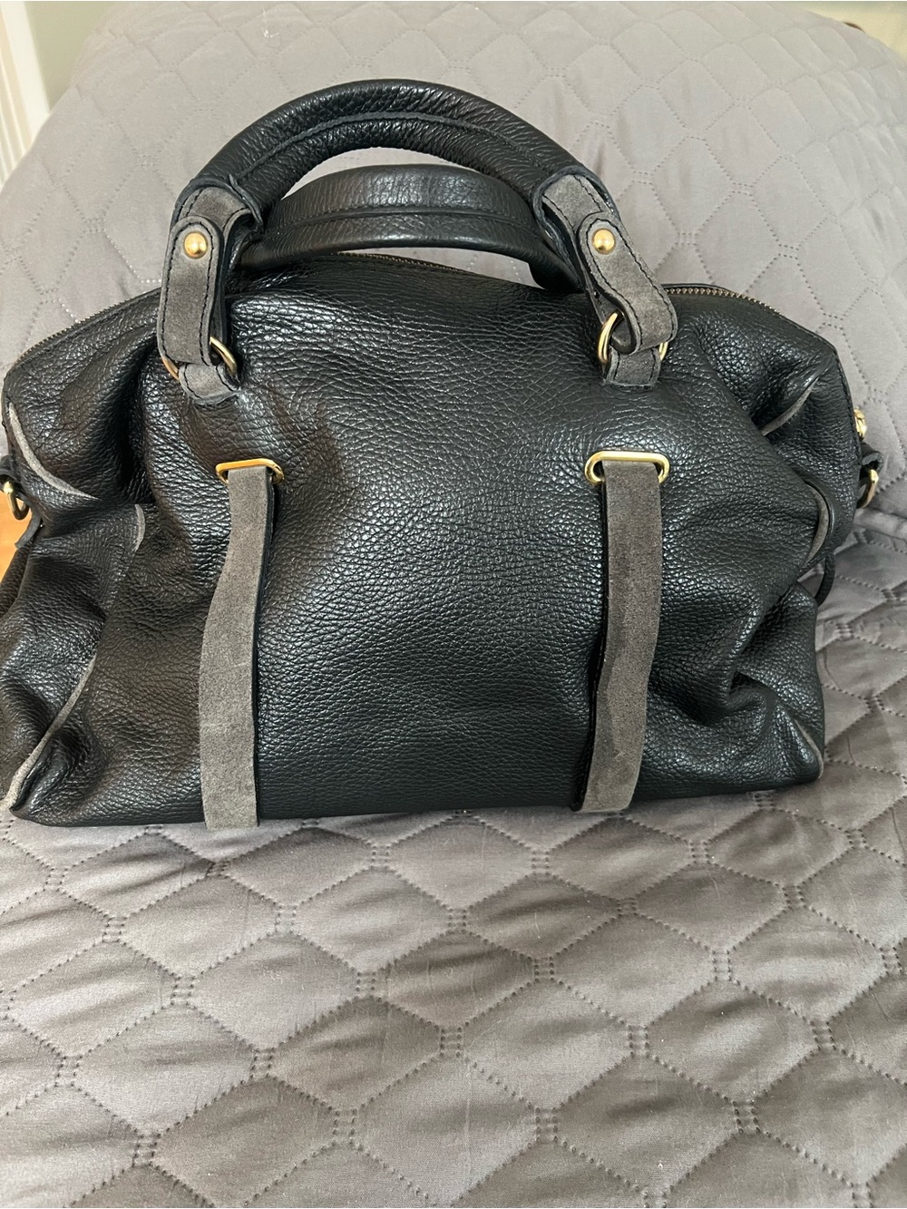 Dimoni  Leather Satchel with Crossbody Strap